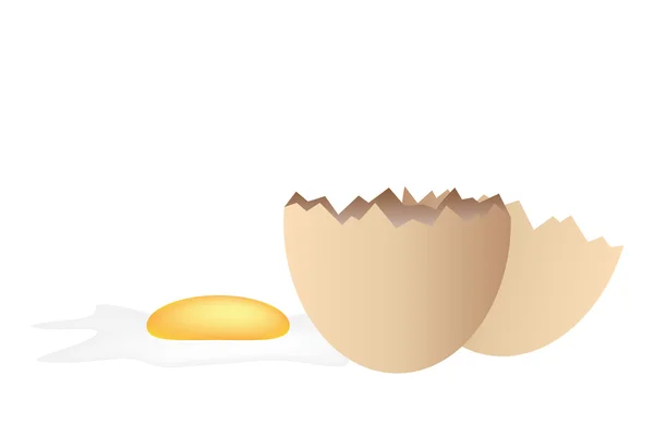 Kırık yumurta beyaz zemin üzerine grafik illüstrasyon — Stok Vektör