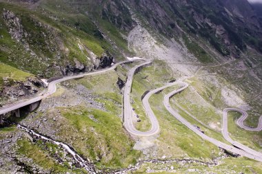 View with adventurous road of Transfagarasan clipart