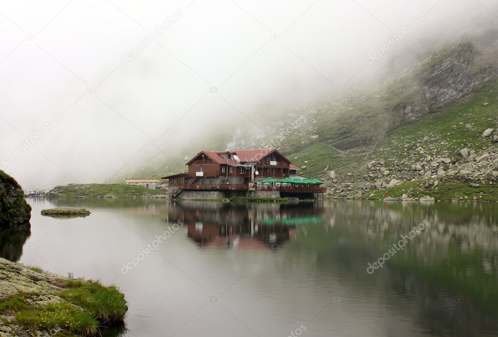 Balea Lake, a glacial lake in Fagaras mountains from Romania