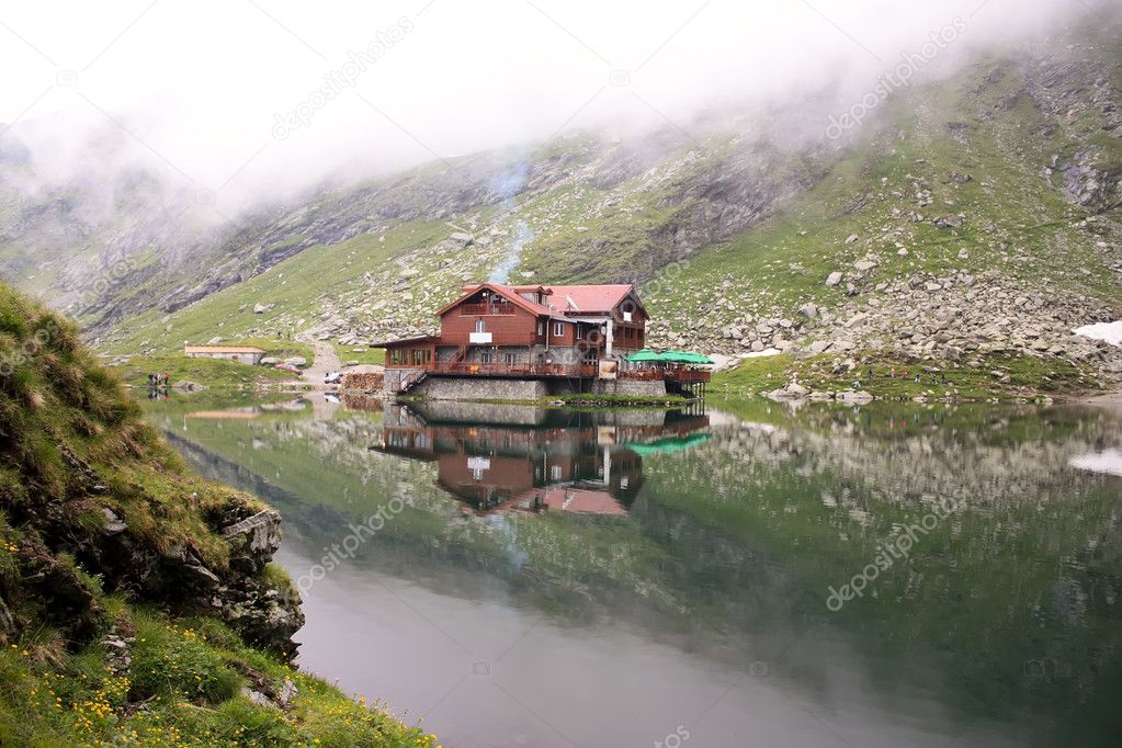 Balea lake from Carpathian mountains in Romania