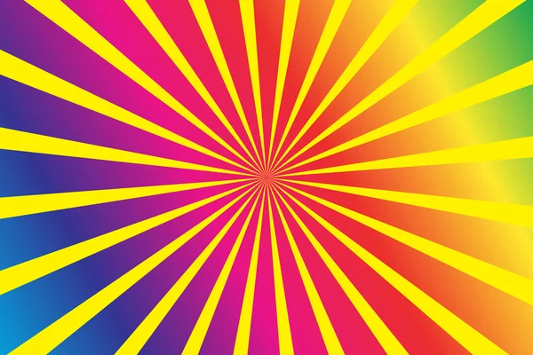 黄色の背景上のスペクトルの光線 — ストックベクタ