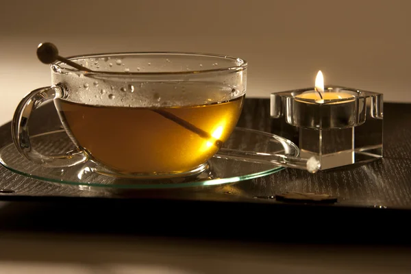 紅茶やキャンドル ライト — ストック写真