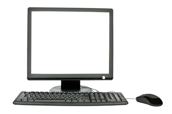 Monitor, teclado e mouse — Fotografia de Stock