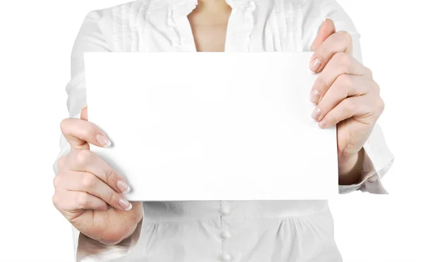Card Blank Hands White Background — Stock Photo, Image
