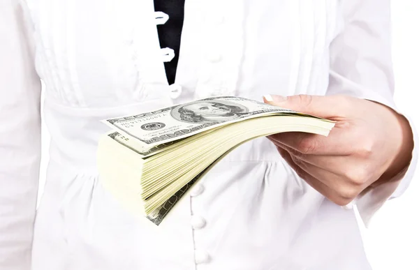 Isolated Money Giving Hand White Background — Stock Photo, Image