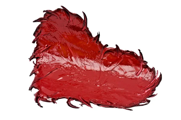 Изолированное Красное Сердце Окрашенное Гуашью Белом Фоне — стоковое фото
