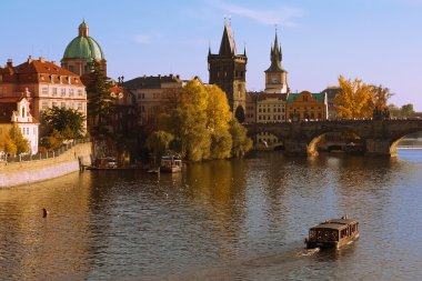 View of the Vltava River and Charles Bridge clipart