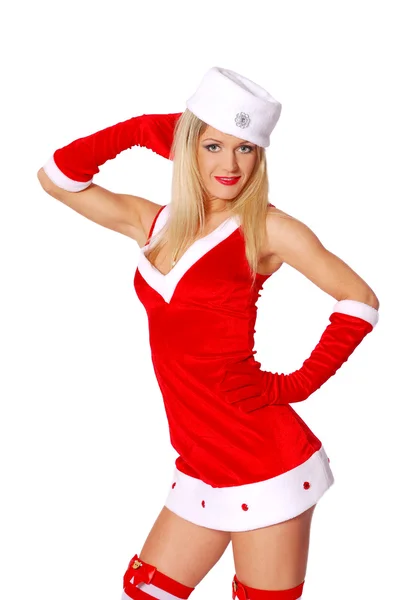 Young woman is posing in a sexy Snow Maiden costume — Stock Photo, Image