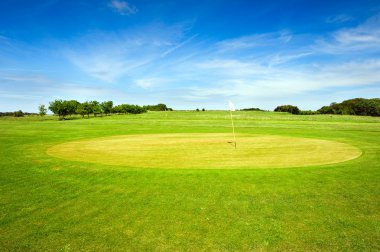 Golf course on Bornholm island with flag clipart