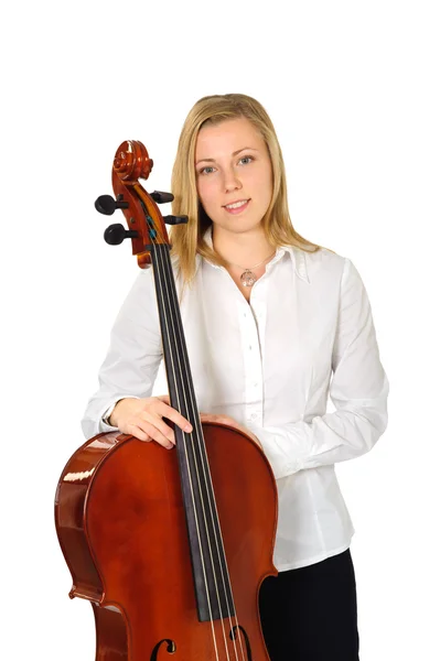 Retrato de violoncelista jovem — Fotografia de Stock