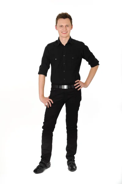 Young man standing on white background — Stock Photo, Image