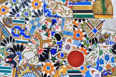 Mosaic detail in Guell park in Barcelona clipart