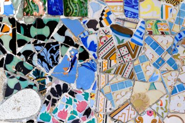 Detail of mosaic in Guell park in Barcelona, Spain clipart