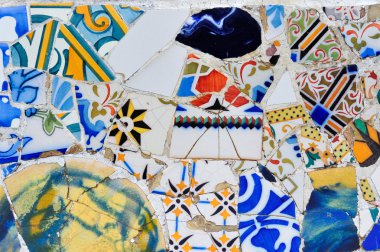 Modern mosaic in Guell park Antoni Gaudi in Barcelona clipart