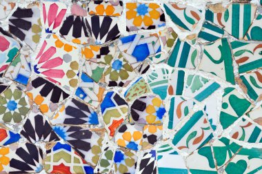 Mosaic in Guell park in Barcelona clipart