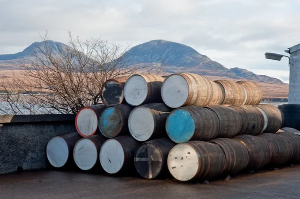 Stack Whisky Barrels Distillery — Stock Photo, Image