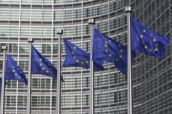 Европейские флаги Брюсселя
