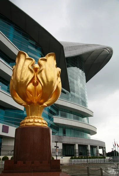 stock image Golden Bauhinia Sculpture at Golden Bauhinia Square of the Hong Kong Conven