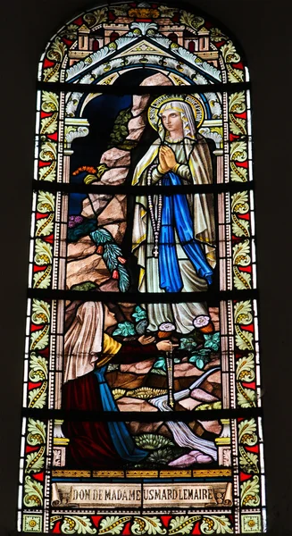 stock image Stained glass window in the Cathedral of Luxembourg