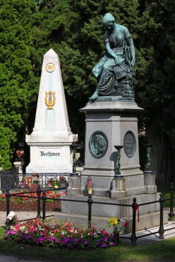 Mozart Memorial and grave of Beethoven clipart