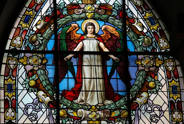Mozaikové Okno Zobrazující Anděla Německém Kostele Gamla Stan Stockholm — Stock fotografie