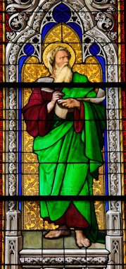 Church window in the Dom of Cologne, Germany, depicting the prophet Ezekiel. clipart