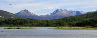 Panoramic view on the Beagle Channel in Ushuaia, Argentina