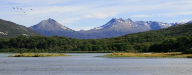 Panoramic view on the Beagle Channel in Ushuaia, Argentina clipart
