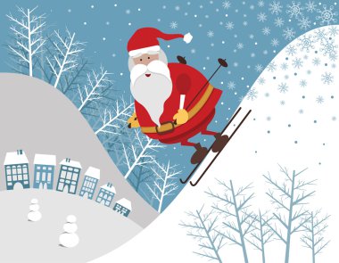 Skiing Santa clipart