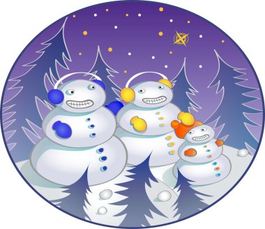 Snowman family clipart