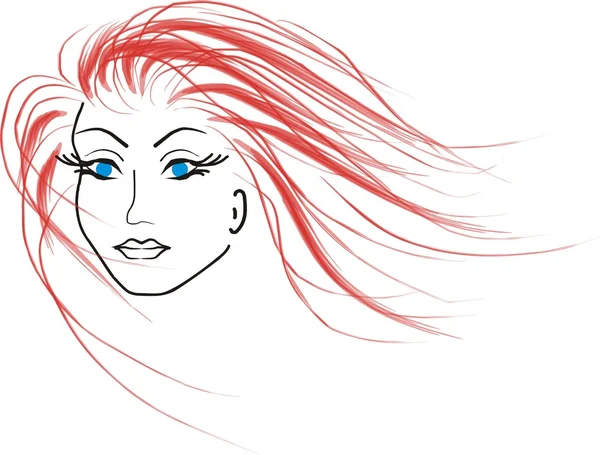 Güzel, turuncu bir kadın yüzü vektör — Stok Vektör