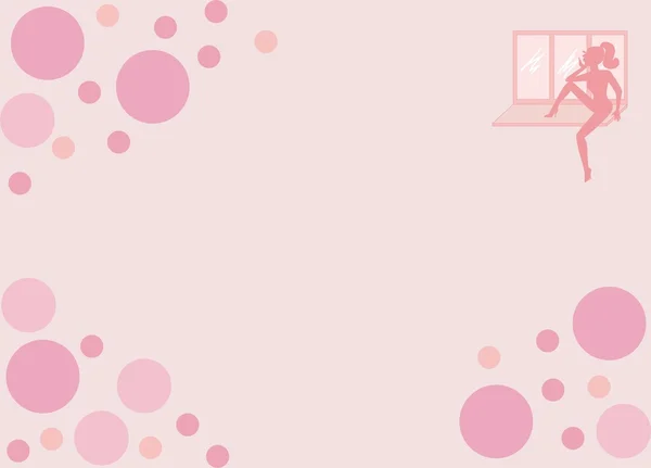 Růžový mladá dívka na pozadí s míčky — Stockový vektor