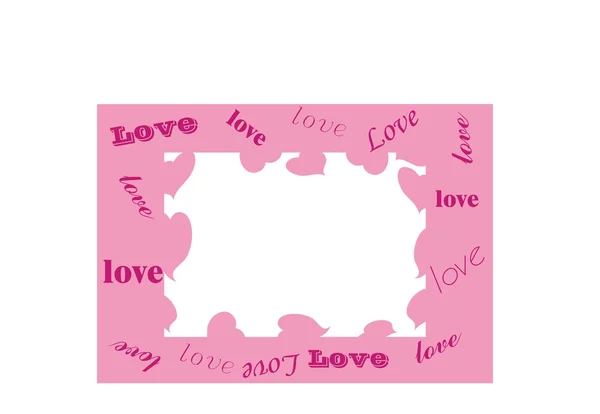 Marco de San Valentín rosa con corazones — Vector de stock