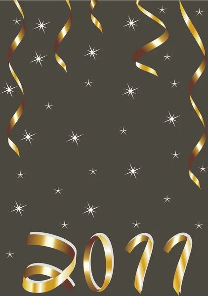 Bandes d'or de Noël et 2011 sur fond noir — Image vectorielle