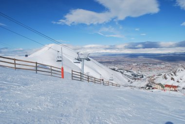 Ski resort sandalye asansörde Türkiye mountains.palandoken