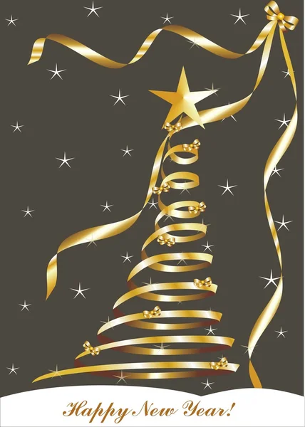 Ttree d'or de Noël sur un fond noir — Image vectorielle