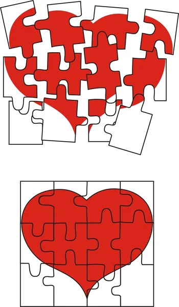 Puzzle Coeur Saint Valentin — Image vectorielle