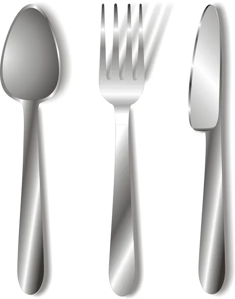 勺子、叉子和刀 — 图库矢量图片