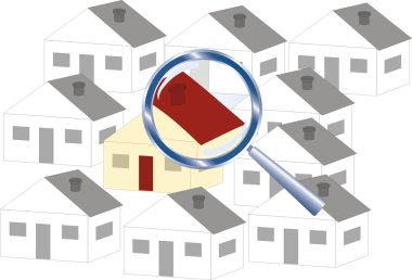 House under magnifying glass clipart