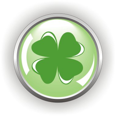 Clover or shamrock button for St Patrick’s day clipart