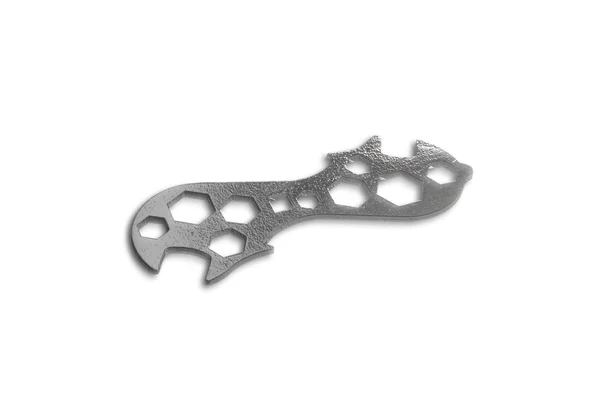 stock image Silver spanner, isolated on white background