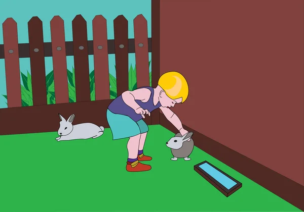 子とウサギ — ストックベクタ