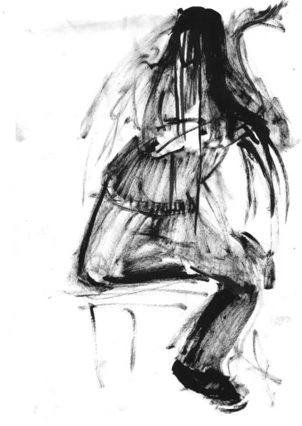 Haare, Bild; schwarz; eine Zeichnung — Stockfoto