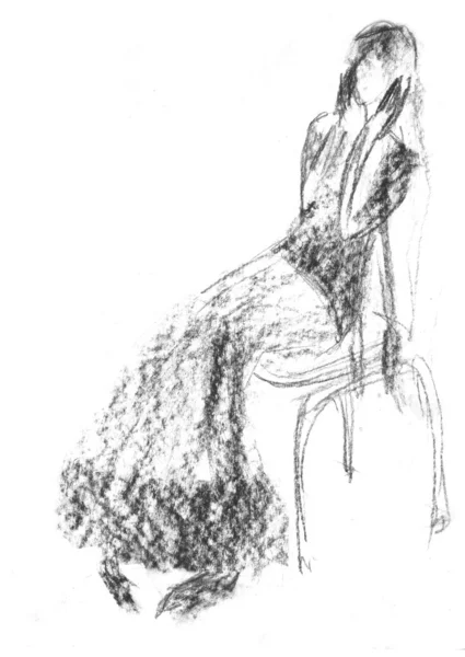 Рисунок Черный Рисунок Девушка — стоковое фото
