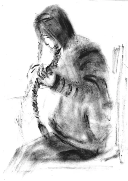 Haare, Bild; schwarz; eine Zeichnung — Stockfoto