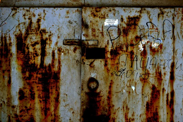 Corrosão; metal; parede; sujo; fundos; velho; texturizado ; — Fotografia de Stock