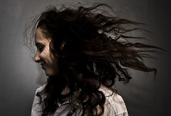 Angin, ekspresi, perempuan, rambut, keanggunan, manusia, portra — Stok Foto