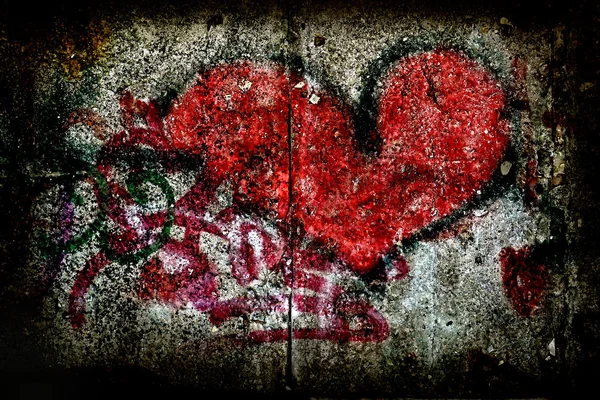Любовь, сердце стены; Кирпич; Грязные; стола; — стоковое фото
