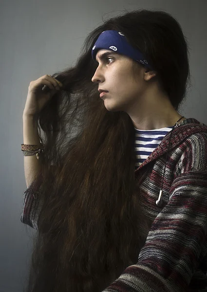 Perempuan, rambut, keanggunan, manusia, potret, wanita, rambut — Stok Foto