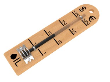 Oil price falling represented as a thermometer (diagonal) clipart